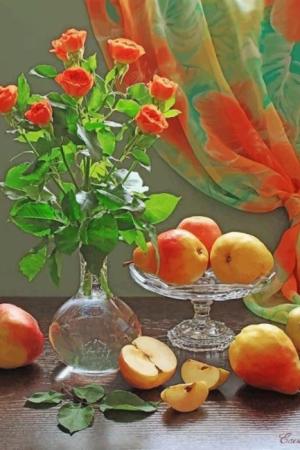 Orange Roses And Pear Paint By Numbers.jpeg