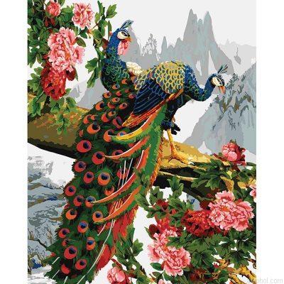 Peacocks In Tree Paint By Numbers.jpeg