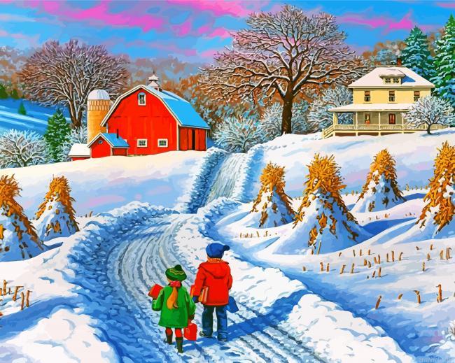 Playing In The Snow Paint By Numbers