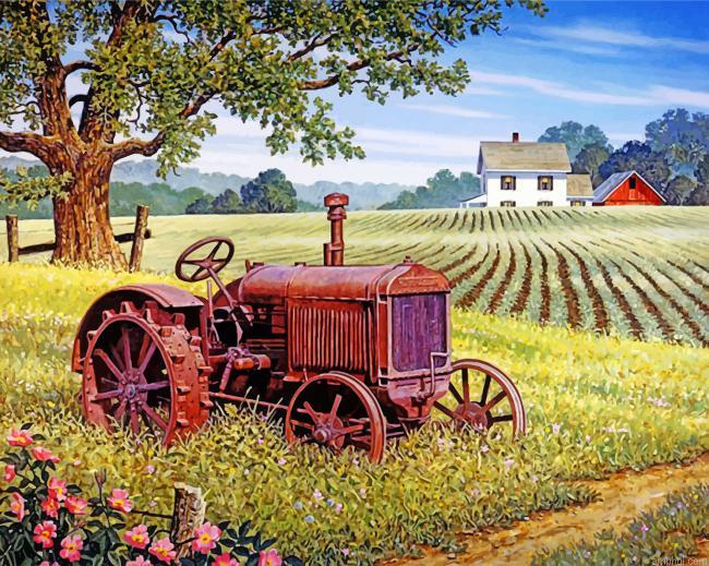 Rusty Tractor Paint By Numbers