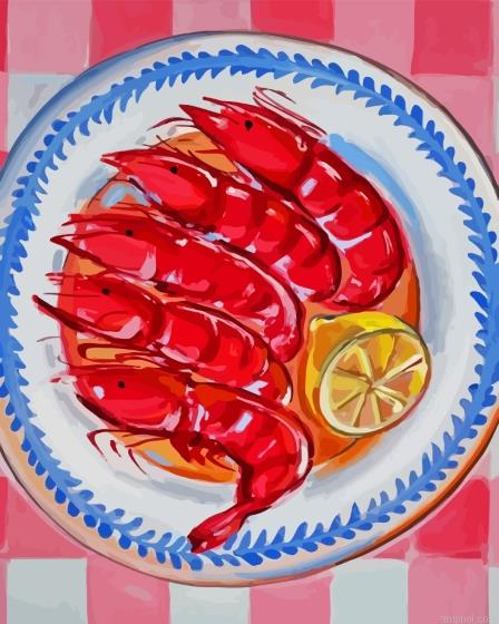 Shrimp In Plate Paint By Numbers