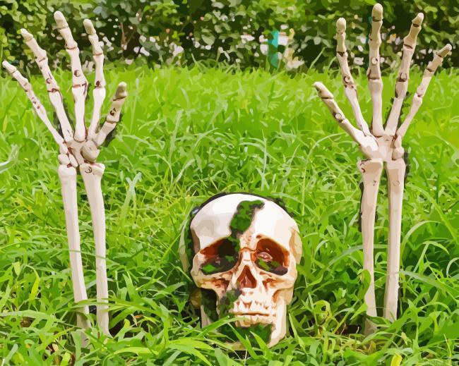 Skeleton In Garden Paint By Numbers