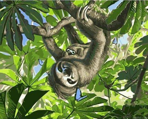 Sloth on Tree Paint By Numbers