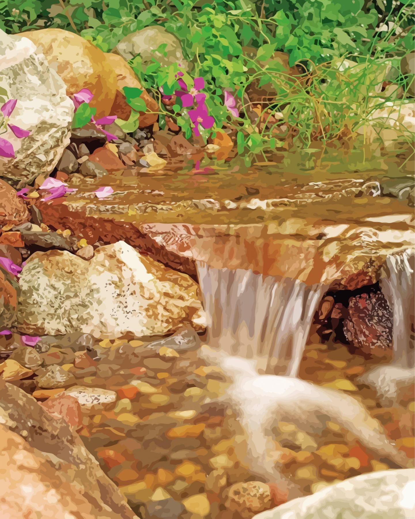 Stream With Waterfall Paint By Numbers