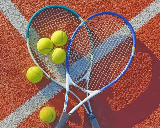 Tennis Rackets And Balls Paint By Numbers