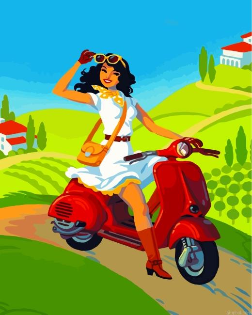 Woman Riding Motorcycle Paint By Numbers.jpeg