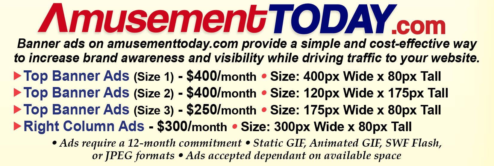 Web Ad Rates Amusement Today