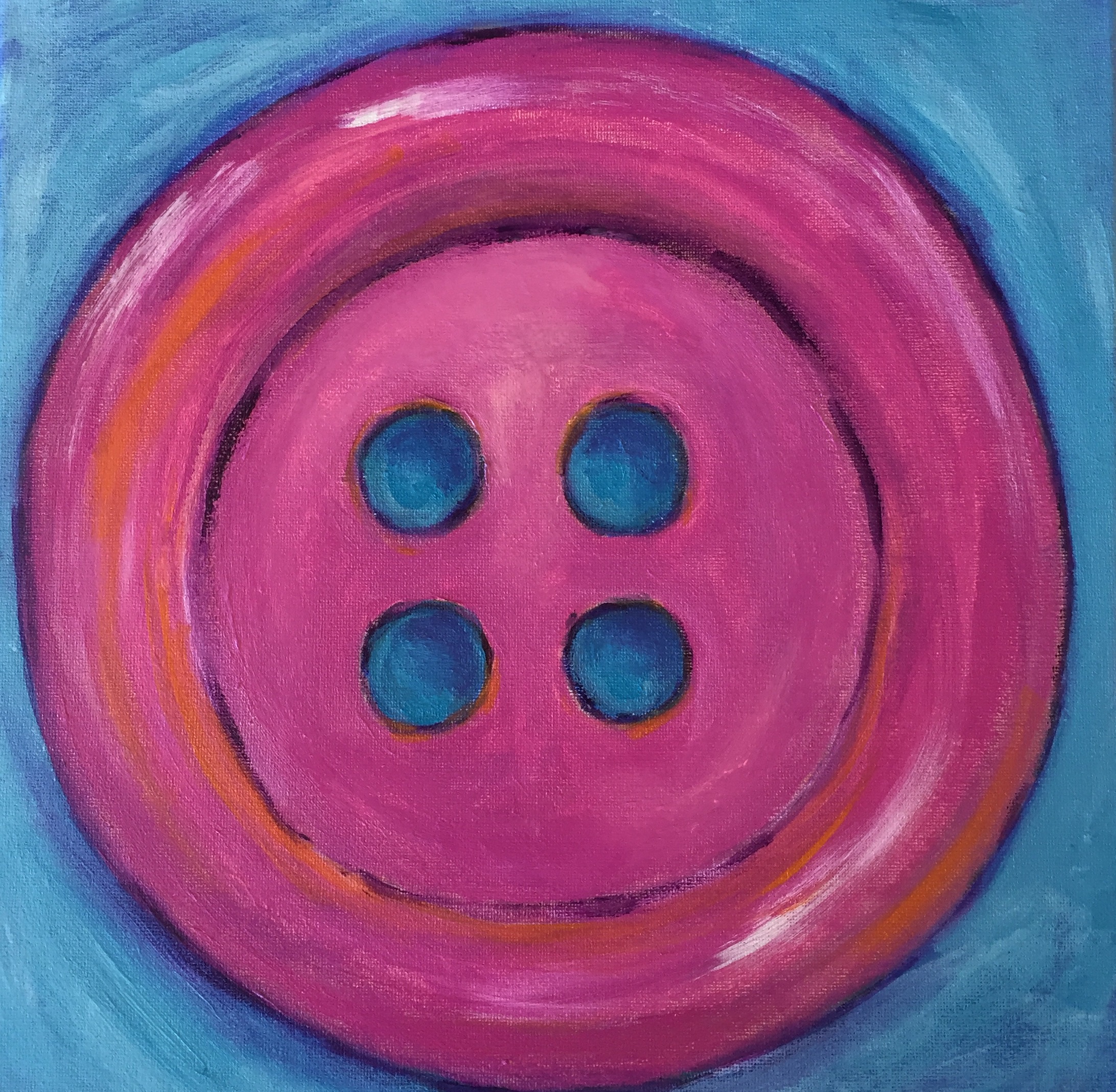 "Pink Button" - 12x12 acrylic on canvas Copyright - Amy Greenberg