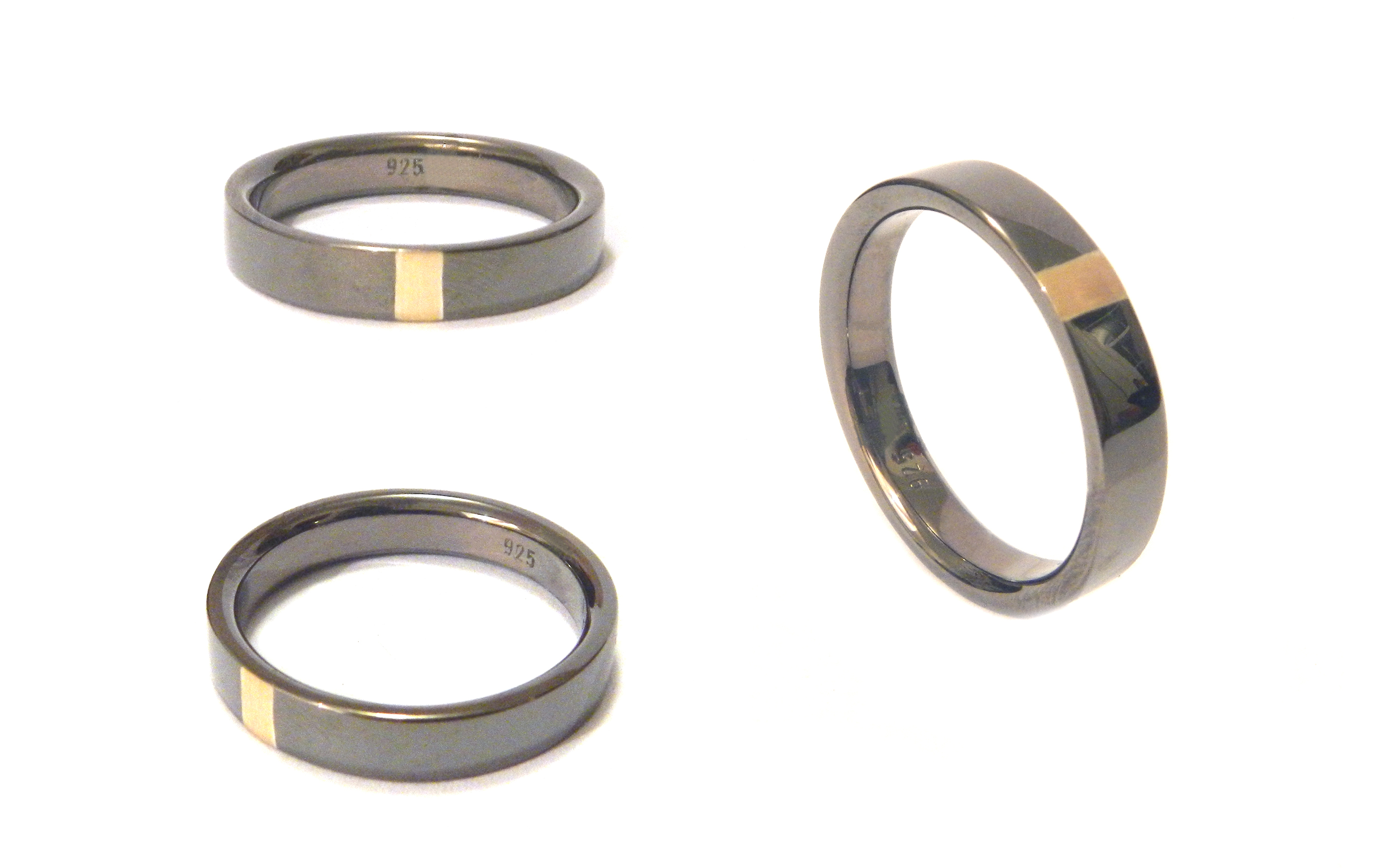 Dan's engagement ring, 2012, 18kt yellow gold, black rhodium plated 925 silver