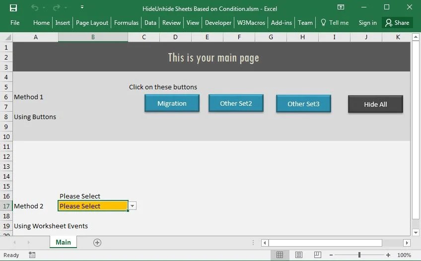 Vba hide unhide worksheets excel macro code