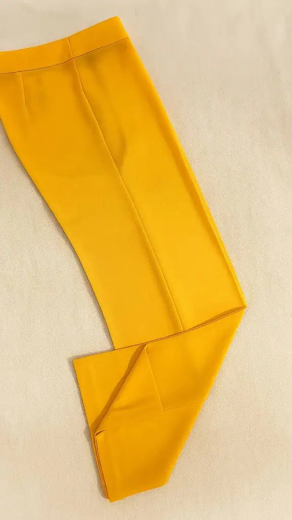 Palazzo color mostaza liso, ideal para combinar con blusas neutras o estampadas en outfits modernos.