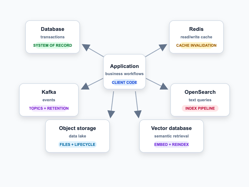 Example of common cloud architecture, showing distributed system components.