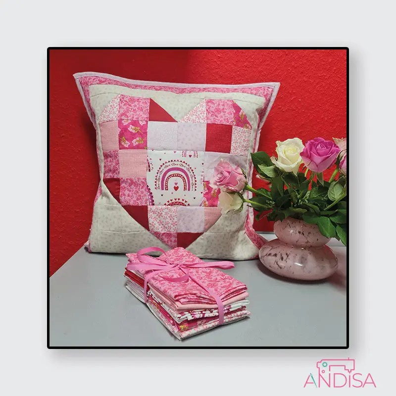 Quilten in Inch oder cm ein gequiltetes Kissen in Herzform