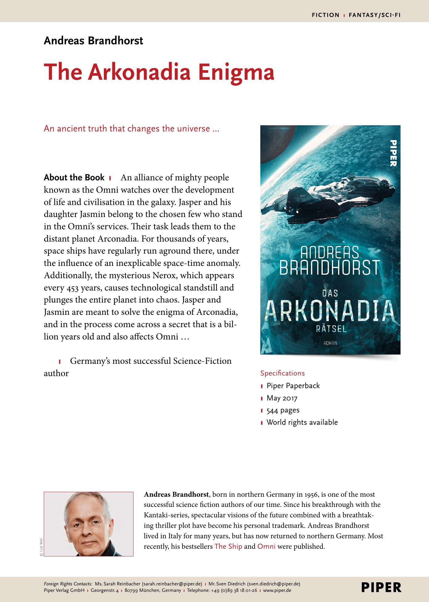 Autor andreas brandhorst hat einen enormen weltenbau entwickelt, . Andreas Brandhorst - Schriftsteller, Offizielle Webseite