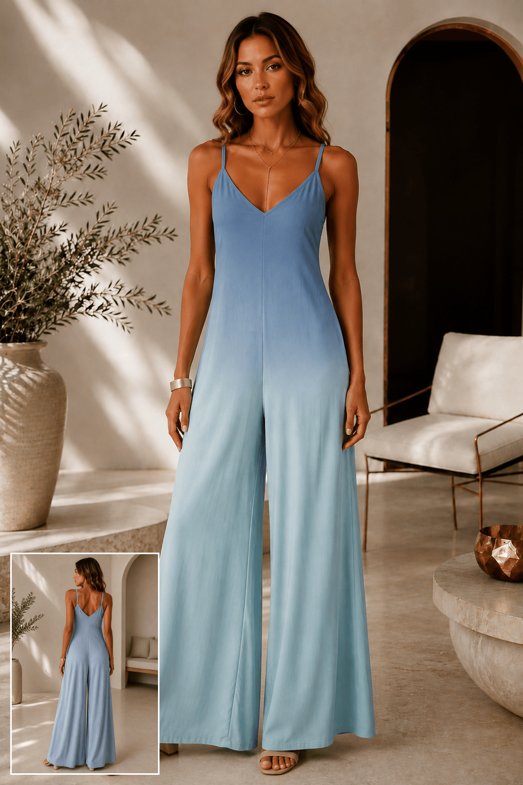 Blue Horizon Ombré Wide-Leg Jumpsuit
