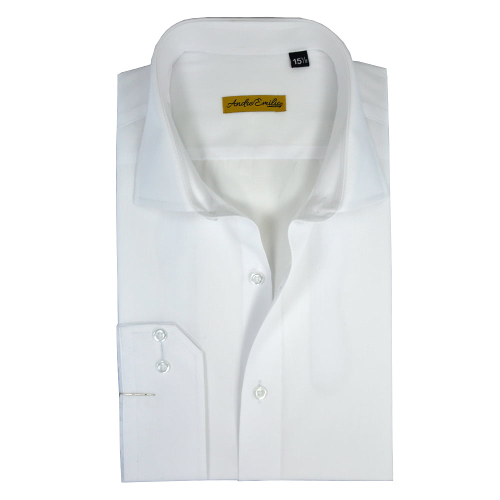 Andre Emilio White Formal Shirt With Wide Spread Collar