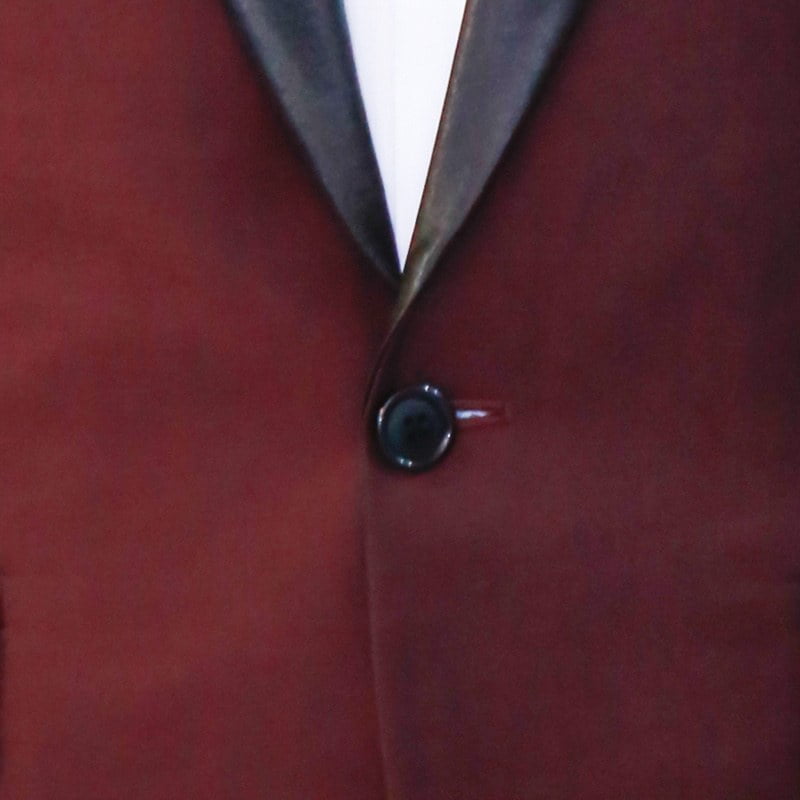 Slim Fit Blood Red Tuxedo With Black Lapel