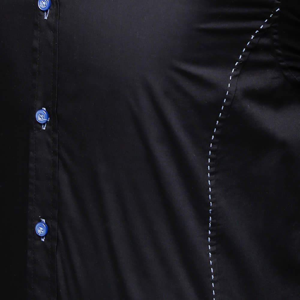 Custom Slim Fit Royal Black Shirt With Wide Spread Collar