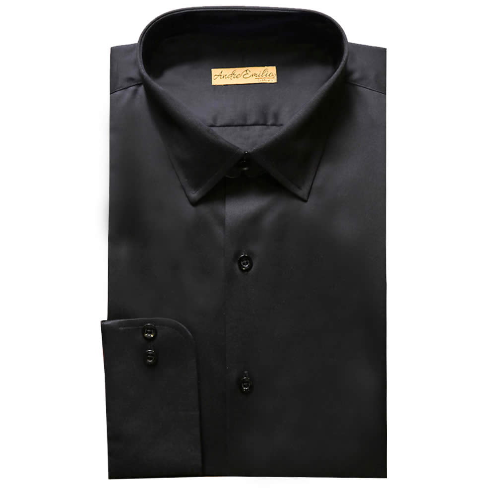 Andre Emilio Custom Solid Black Shirt With Long Sleeve