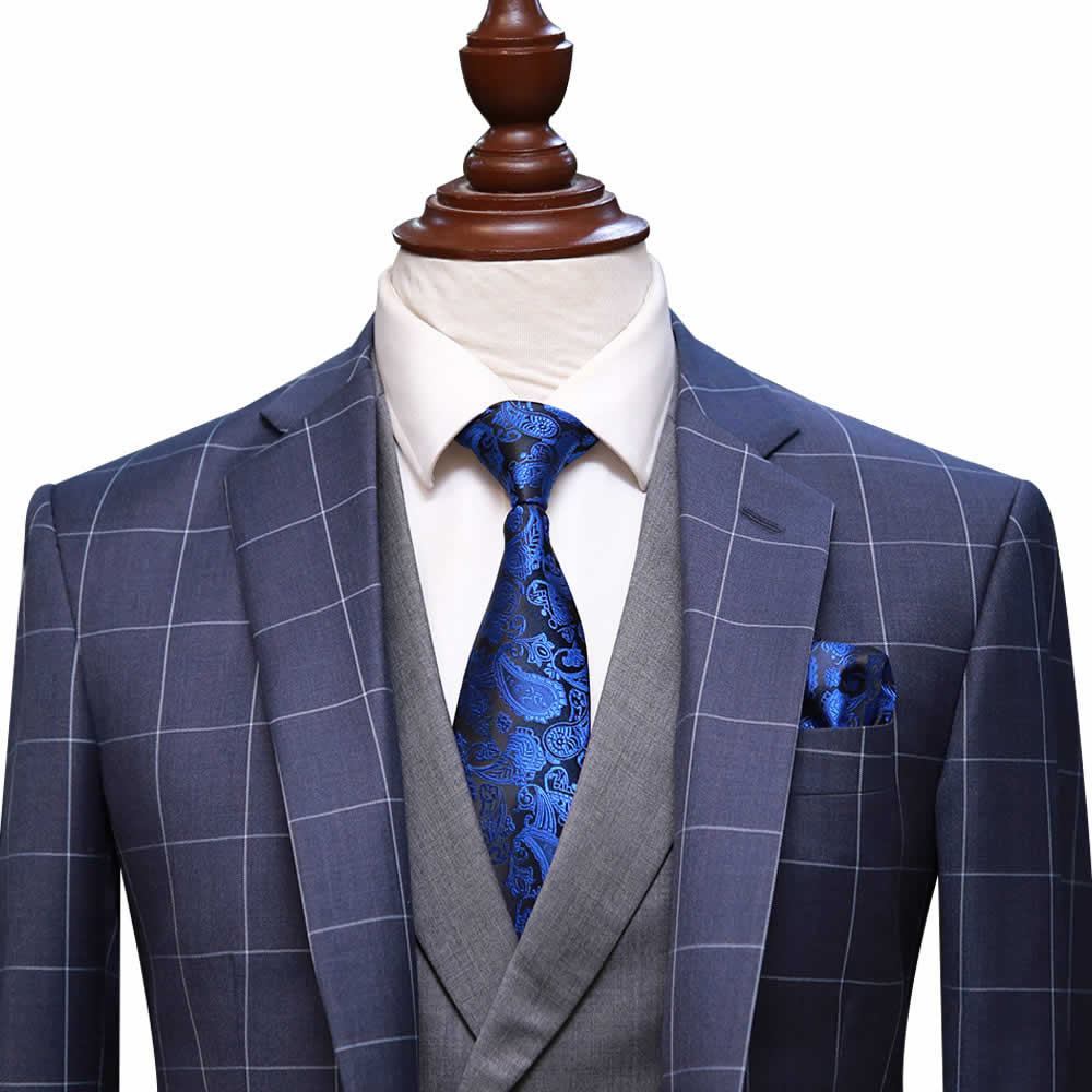 Blue Windowpane Check Suit