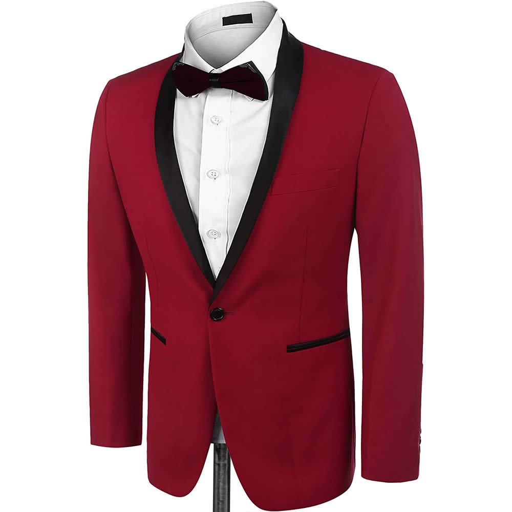 Andre Emilio Red Dinner Jacket With Black Shawl Lapel