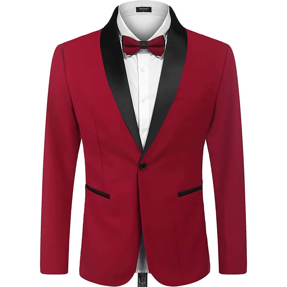Andre Emilio Red Dinner Jacket With Black Shawl Lapel