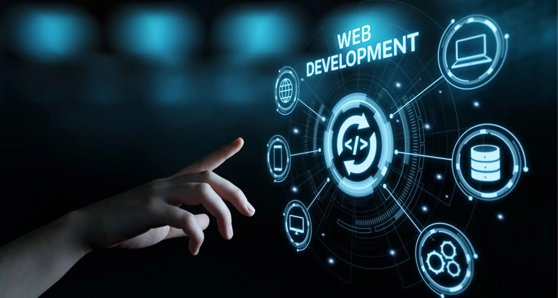 “Modern home office with laptop showing SEO content on the AndreevWebStudio.com website, surrounded by skincare products, in a bright living room with sofas, plants, and framed art.”