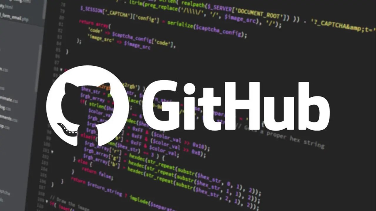 GitHub logo over source code editor – Essential Web Development Tool for Version Control and Collaboration