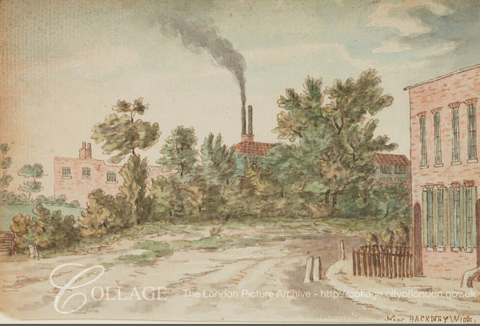 Factory buildings near Hackney Wick c1795