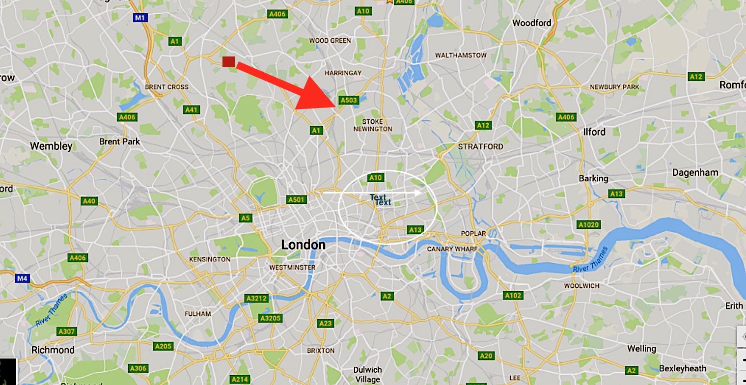 The geographical context of St Thomas the Apostle parish church in London N4.