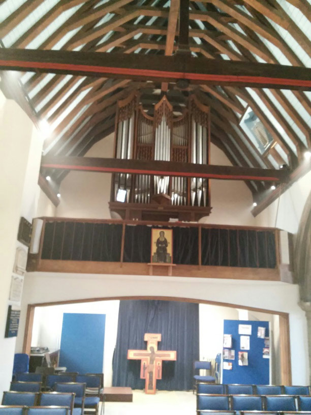 The pipe organ by J. W Walker and Sons Ltd (1983) in the church of St Mary Willesden, London, UK