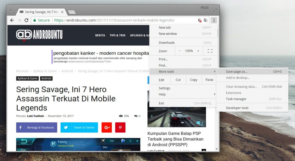Cara Menyimpan Website Menjadi HTML Untuk Dibaca Offline Di Google Chrome -  Androbuntu
