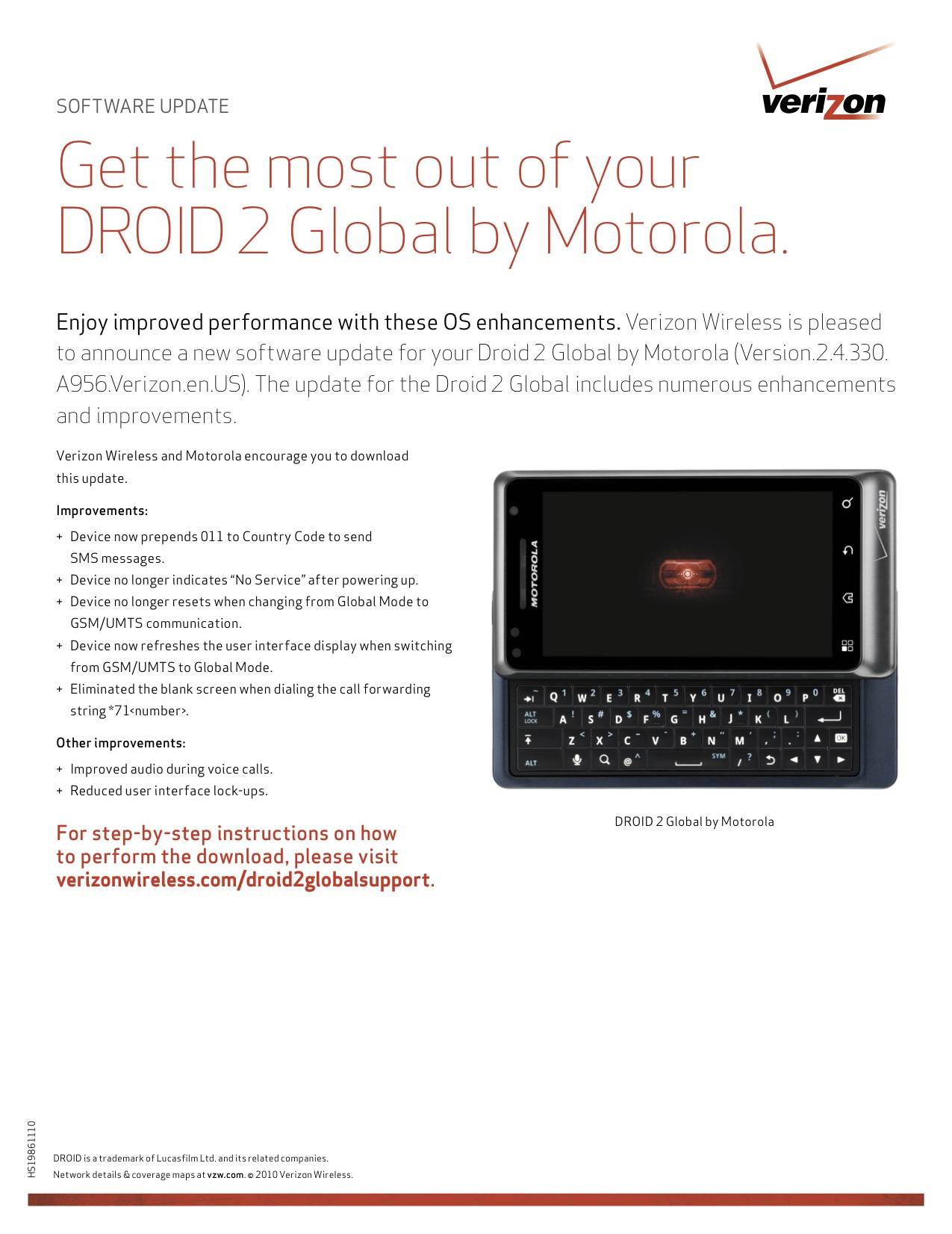Droid 2 Global Update Available Fixing Global Calling Bugs