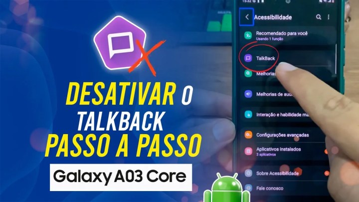 Como desativar o Talkback no Samsung A03 Core – Passo a passo