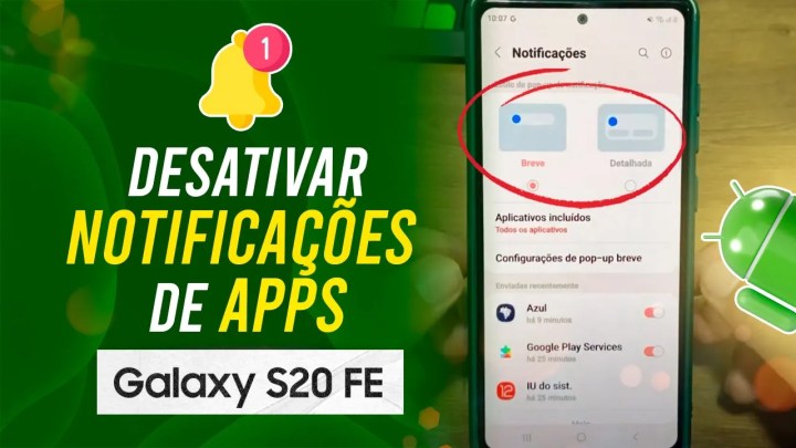 Como desativar as notificações de apps no Samsung S20 FE – Passo a passo