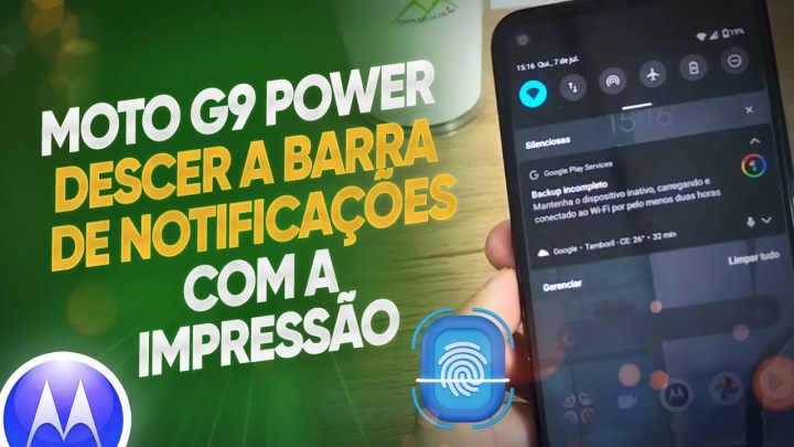 Moto G9 Power – Como descer a barra de notificações com a impressão digital