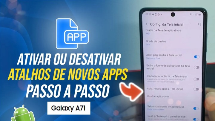 Como ativar ou desativar atalhos de novos apps a tela inicial no Samsung A71 – Passo a passo