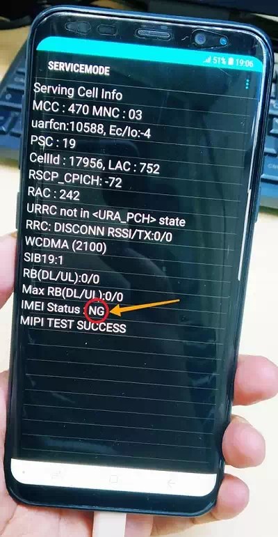 Samsung G955F U12 UC IMEI Status NG