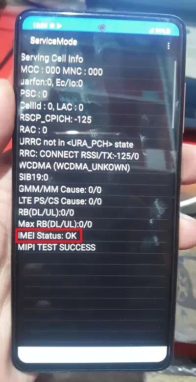 Samsung A515F IMEI Status NG