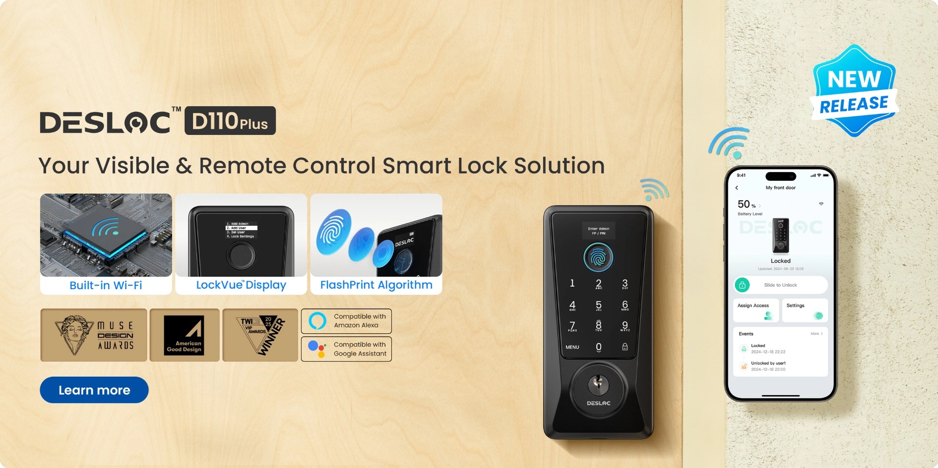 Six Ways to Unlock: DESLOC’s New D110 Plus Smart Lock Hits Amazon
