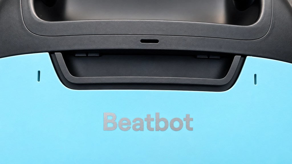 Close-up view of a device with the name 'Beatbot' displayed on a blue background.