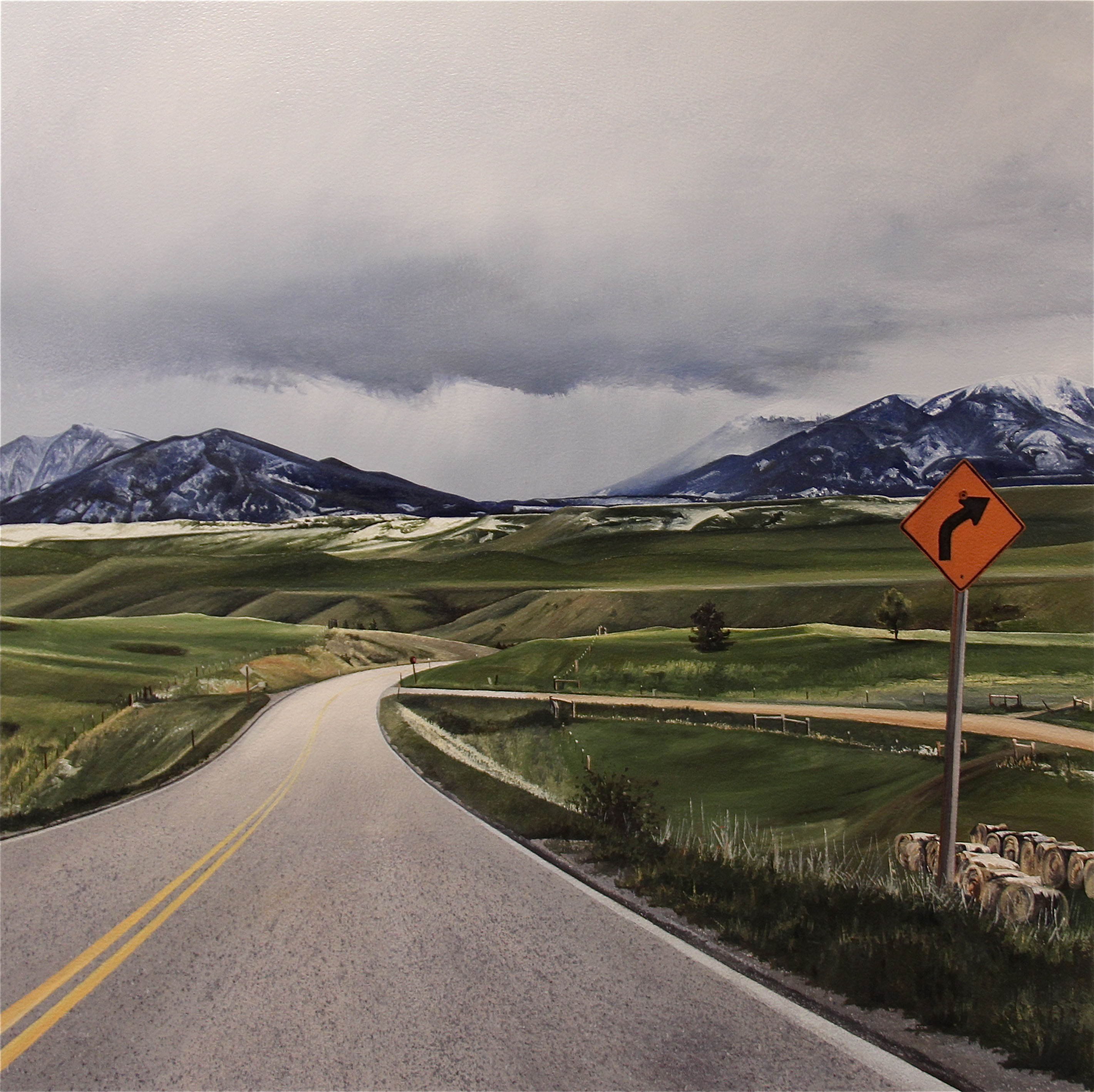 Following a Beaten Path (Almost to Roscoe, Montana) / oil on board / 14×14″ / Sold