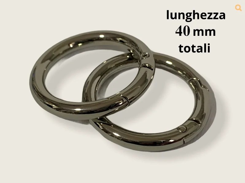 MOSCHETTONE TONDO ARGENTO  40 mm  (2 pezzi)
