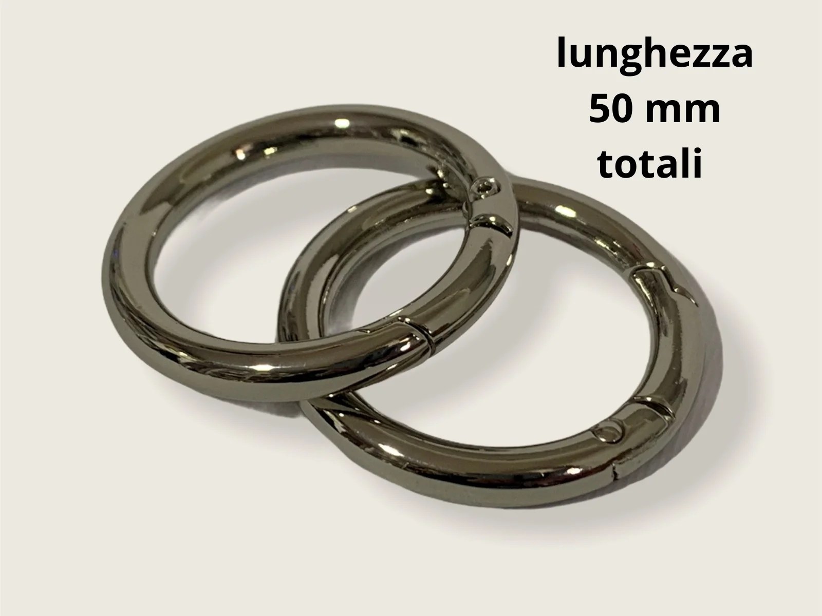 MOSCHETTONE TONDO ARGENTO  50 mm  (2 pezzi)