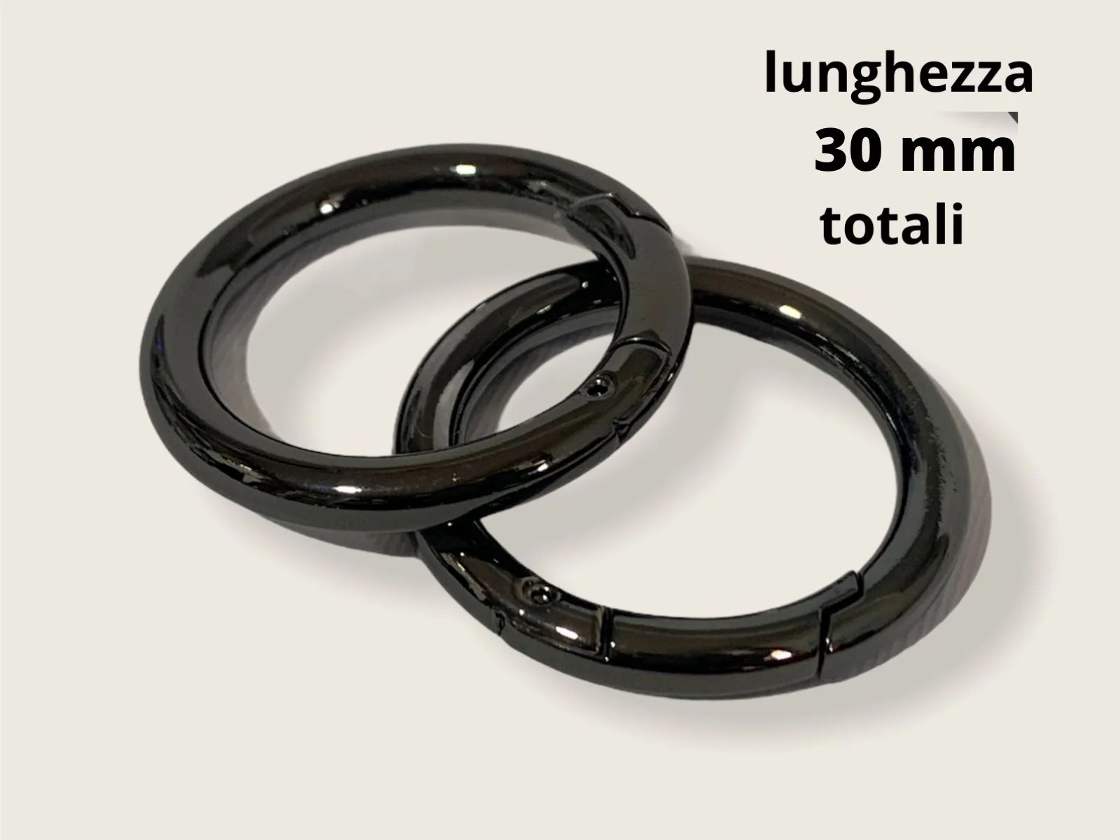 MOSCHETTONE TONDO ARGENTO  30 mm  (2 pezzi)