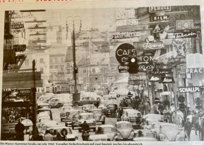 Photo of automobiles on Kaentnerstrasse in the 1960s.