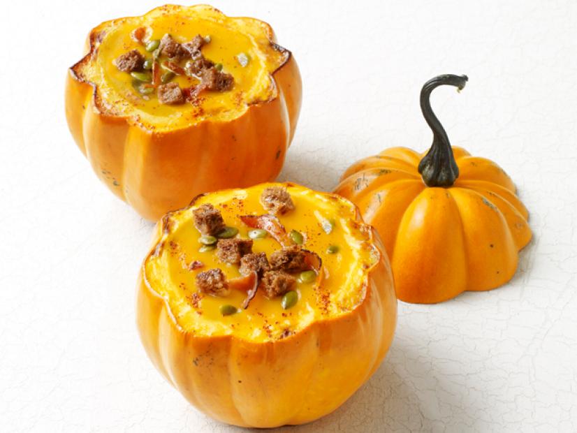 Squash Soup in Pumpkin Bowls