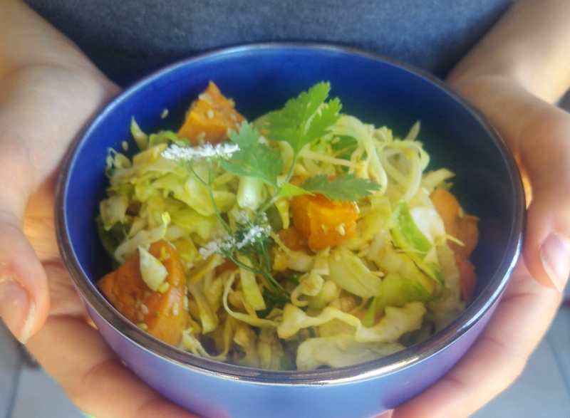 Sweet Potato Slaw with Asian peanut dresing