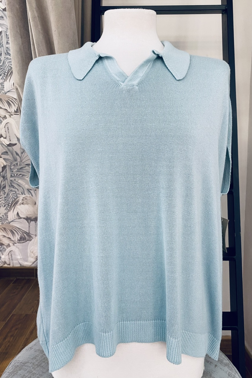 POLO HILO CELESTE