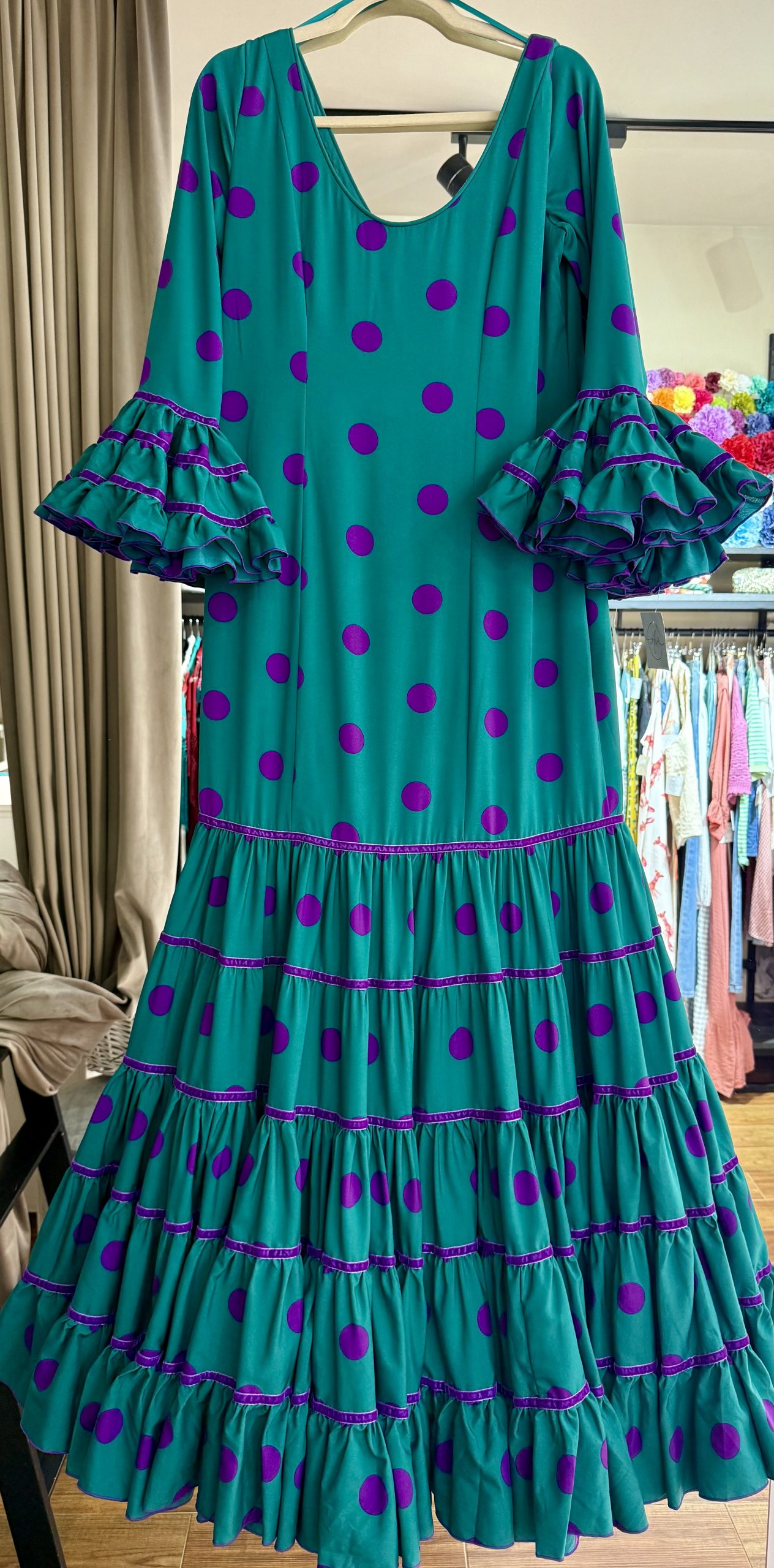 VESTIDO FLAMENCA LUNAR VERDE T. L/XL